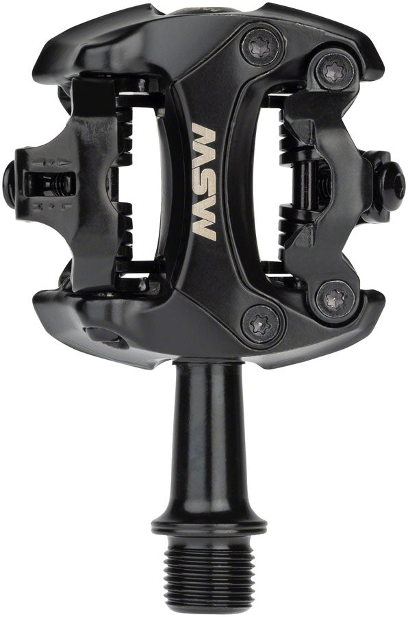 MSW Flash II Pedals - Dual Sided Clipless Aluminum 9/16" Black