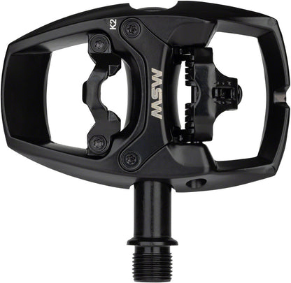 MSW Flip I Pedals - Single Side Clipless Platform Aluminum 9/16" Intense BLK