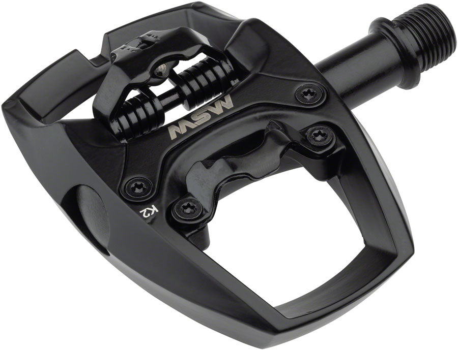 MSW Flip I Pedals - Single Side Clipless Platform Aluminum 9/16" Intense BLK-Goodwynn&#39;sGoodwynn&#39;s