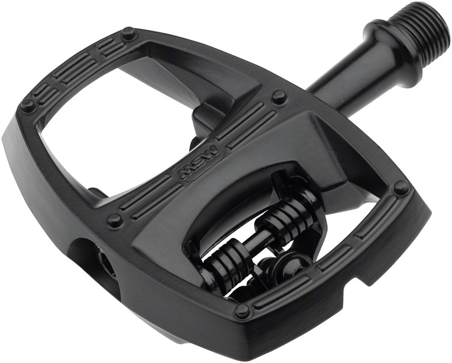 MSW Flip II Pedals - Single Side Clipless with Platform Aluminum 9/16" Black