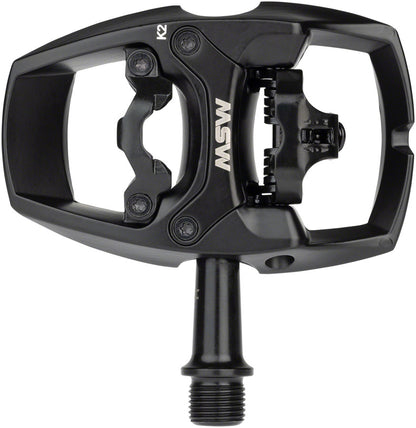 MSW Flip II Pedals - Single Side Clipless with Platform Aluminum 9/16" Black