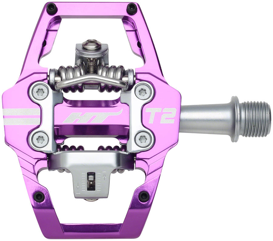 HT Components T2 Pedals - Dual Sided Clipless Platform Aluminum 9/16" Purple-Goodwynn&#39;sGoodwynn&#39;s