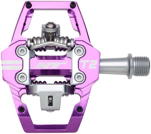 HT Components T2 Pedals - Dual Sided Clipless Platform Aluminum 9/16" Purple-Goodwynn's