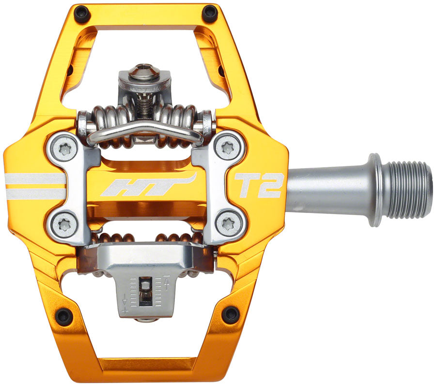 HT Components T2 Pedals - Dual Sided Clipless Platform Aluminum 9/16" Orange