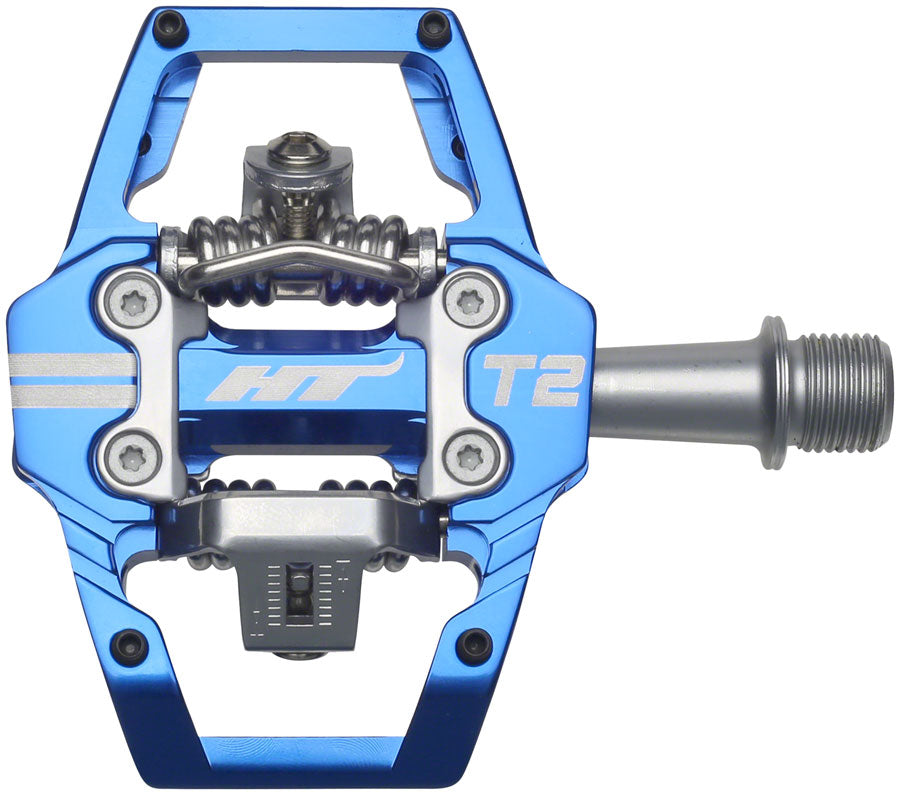 HT Components T2 Pedals - Dual Sided Clipless Platform Aluminum 9/16" Royal Blue-Goodwynn&#39;sGoodwynn&#39;s