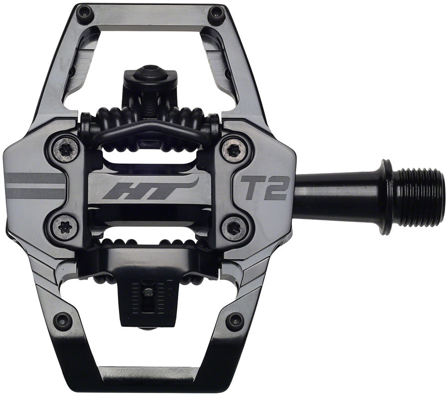 HT Components T2 Pedals - Dual Sided Clipless Platform Aluminum 9/16" Stealth BLK-Goodwynn&#39;sGoodwynn&#39;s