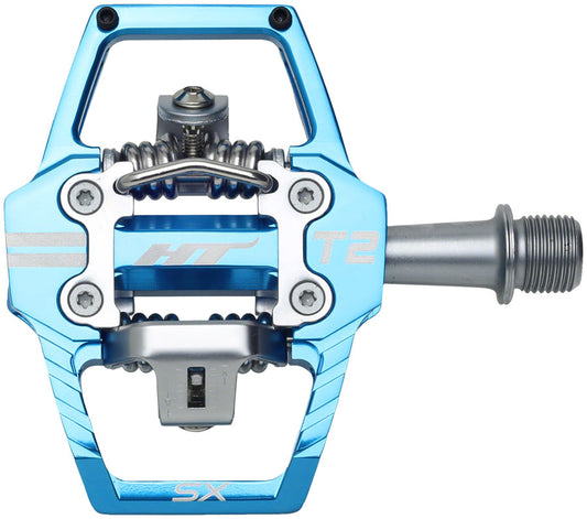 HT Components T2-SX Pedals - Dual Sided Clipless Platform Aluminum 9/16" Marine Blue-Goodwynn's