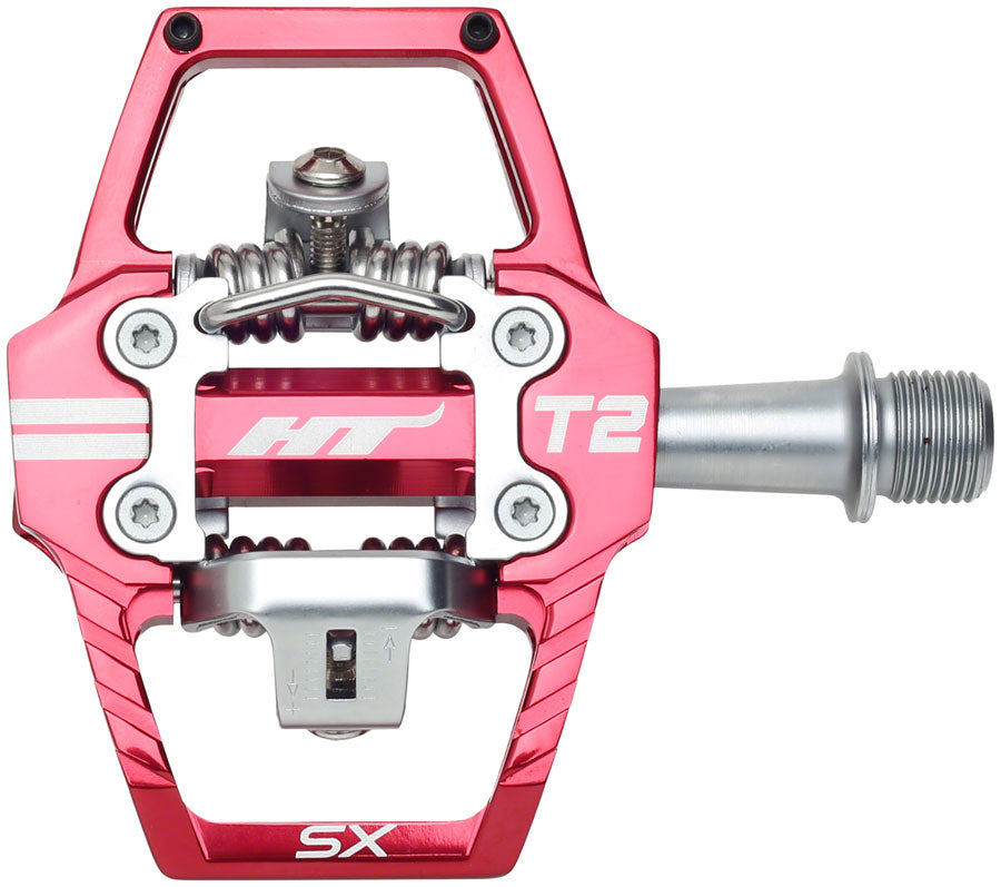 HT Components T2-SX Pedals - Dual Sided Clipless Platform Aluminum 9/16" Red-Goodwynn&#39;sGoodwynn&#39;s