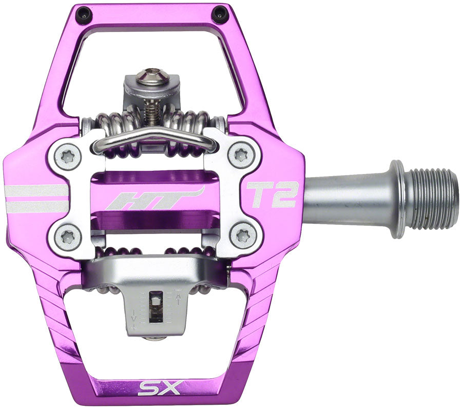 HT Components T2-SX Pedals - Dual Sided Clipless Platform Aluminum 9/16" Purple-Goodwynn&#39;sGoodwynn&#39;s