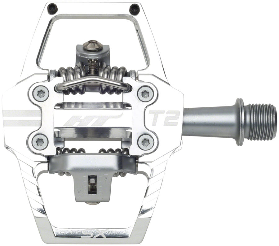 HT Components T2-SX Pedals - Dual Sided Clipless Platform Aluminum 9/16" Silver