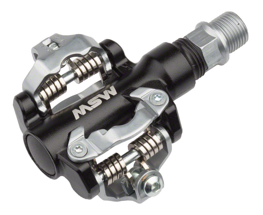 MSW MP-100 Pedals - Dual Sided Clipless Aluminum 9/16" Black/Silver-Goodwynn&#39;sGoodwynn&#39;s