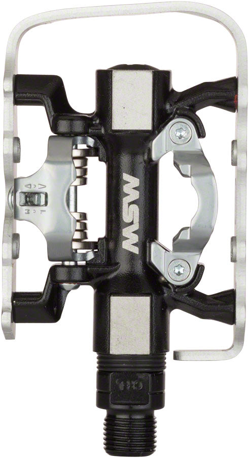 MSW CP-200 Pedals - Single Side Clipless Platform  Aluminum  9/16" BLK/Silver-Goodwynn&#39;sGoodwynn&#39;s