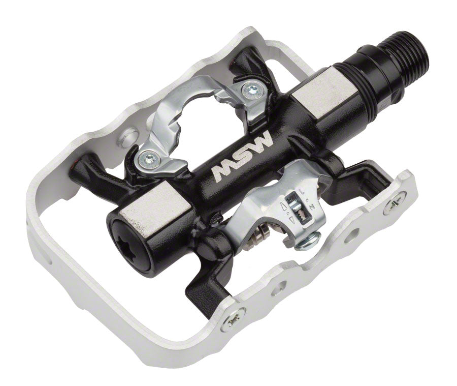 MSW CP-200 Pedals - Single Side Clipless Platform  Aluminum  9/16" BLK/Silver-Goodwynn&#39;sGoodwynn&#39;s