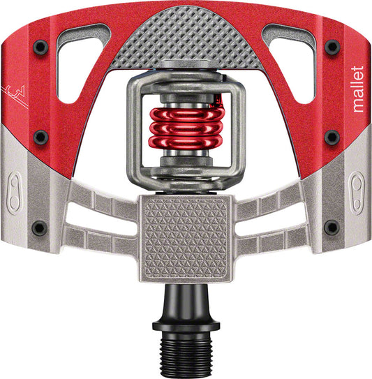 Crankbrothers Mallet 3 Pedals - Dual Sided Clipless Platform Aluminum 9/16" Raw /Red-Goodwynn's