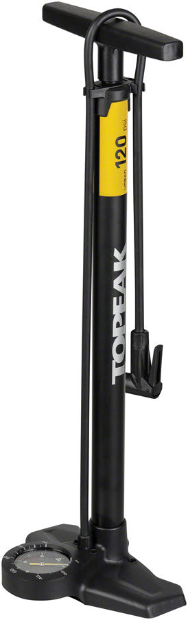 Topeak Joeblow Urban Ex Floor Pump - Steel Barrel / Plastic Base  3.5" Base Mount Gauge 120 Psi /8 Bar Smarthead BLK/Sand