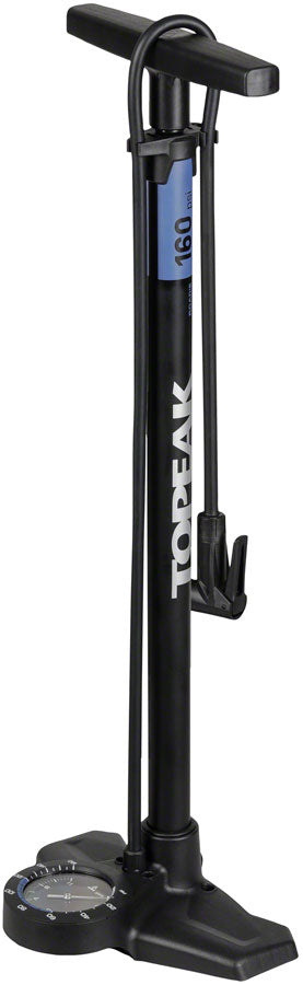 Topeak Joeblow Roadie Ex Floor Pump - Steel Barrel / Plastic Base 3.5" Base Mount Gauge 160 Psi /11 Bar Smarthead BLK/Blue-Goodwynn&#39;sGoodwynn&#39;s