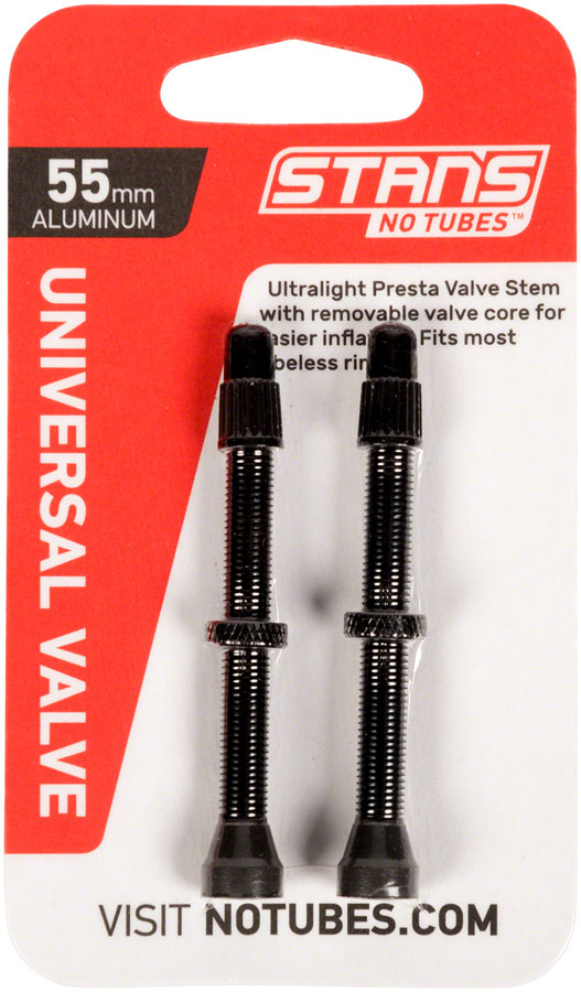 Stans NoTubes Alloy Valve Stems - 55mm Pair Black-Goodwynn's