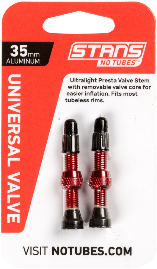 Stans NoTubes Alloy Valve Stems - 35mm Pair Red-Goodwynn's