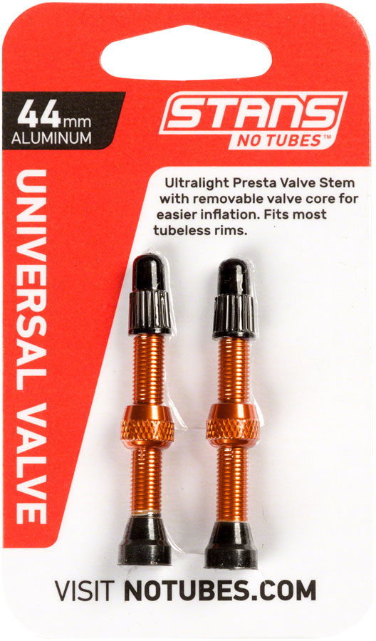 Stans NoTubes Alloy Valve Stems - 44mm Pair Orange