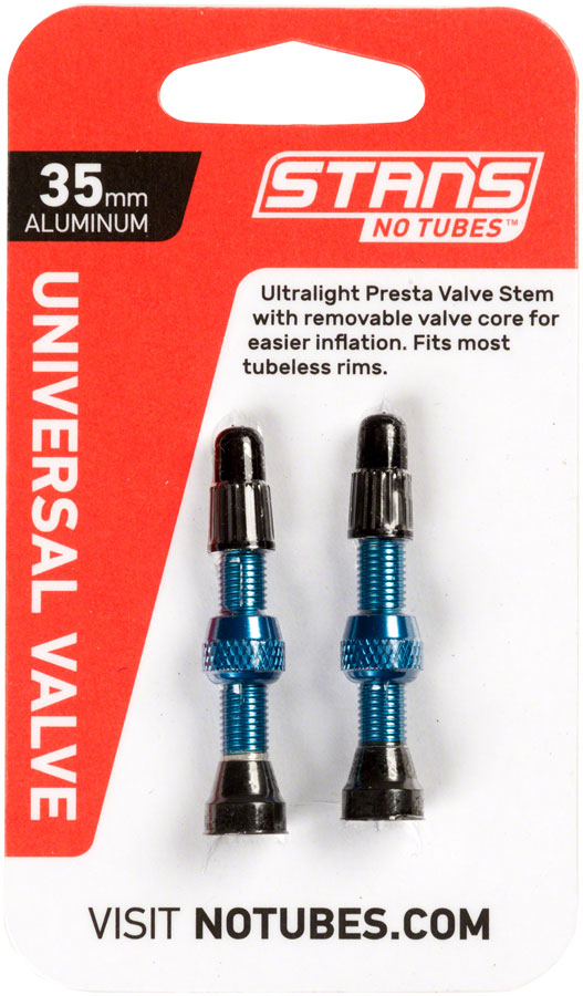 Stans NoTubes Alloy Valve Stems - 35mm Pair Blue