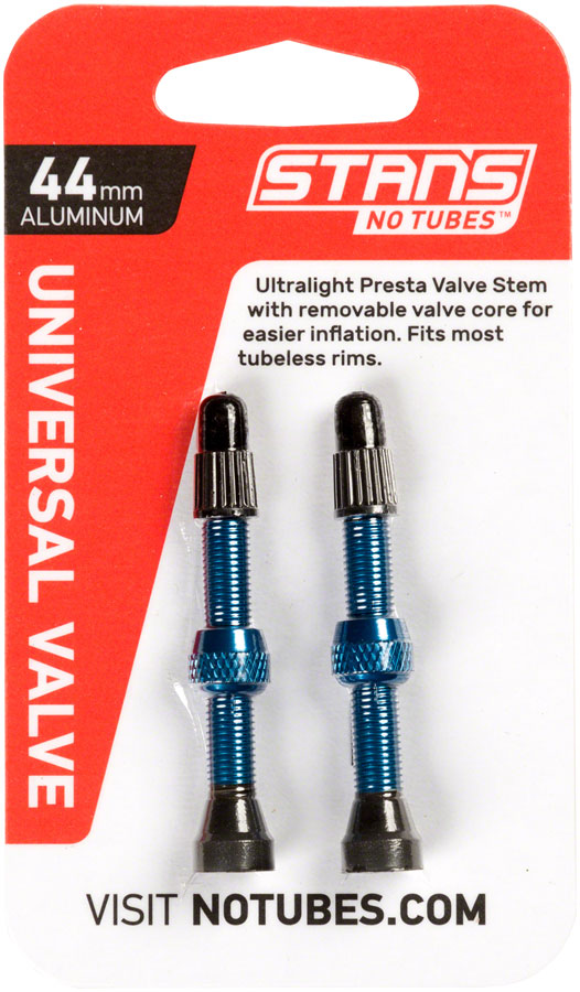 Stans NoTubes Alloy Valve Stems - 44mm Pair Blue