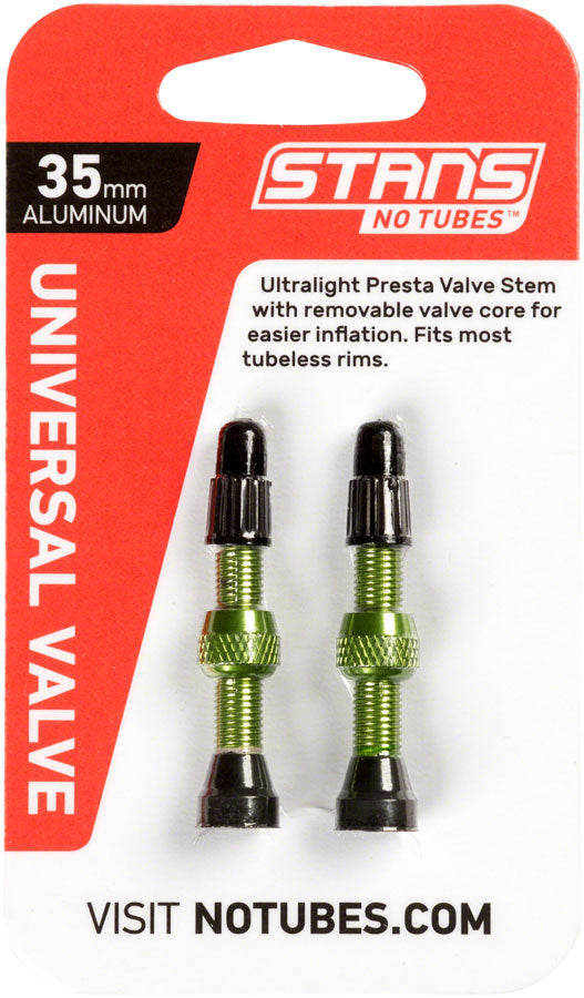 Stans NoTubes Alloy Valve Stems - 35mm Pair Green