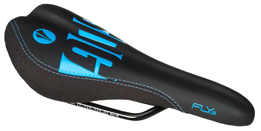 SDG Fly Jr Saddle Steel Rails - Blk/Cyan