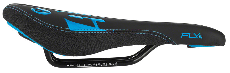 SDG Fly Jr Saddle Steel Rails - Blk/Cyan