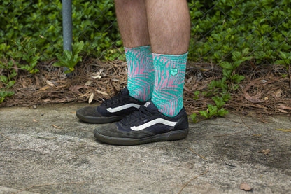 Fist Handwear The Palm Crew Sock - Green/Pink Large