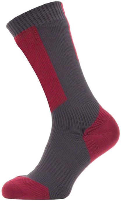 SealSkinz Runton Waterproof Mid Socks - Gray/Red/White X-Large