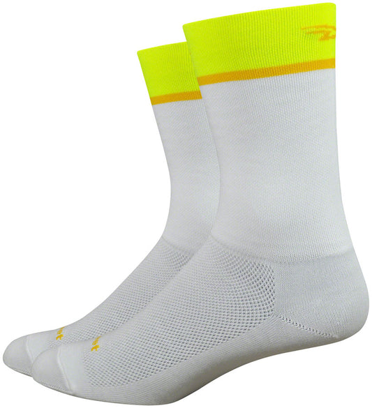 DeFeet Aireator Team Socks - 6" White/Hi-Vis Small-Goodwynn's