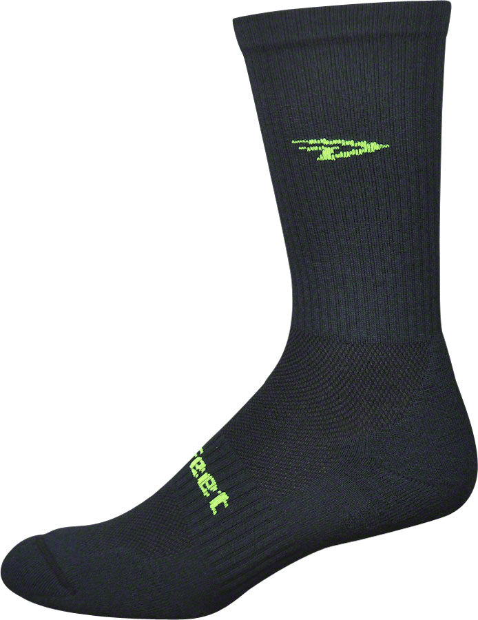 DeFeet D-Evo Crew Socks - 6" Black/Hi-Vis Yellow Small