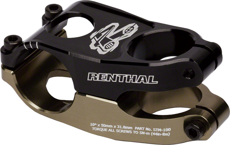 Renthal Duo Stem - 50mm 31.8 Clamp +/-10 1 1/8" Aluminum Black/Gold-Goodwynn&#39;sGoodwynn&#39;s