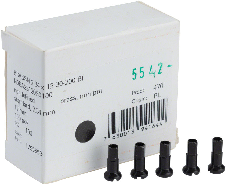 DT Swiss Standard Brass Nipples: 2.34 x 12mm Black Box of 100