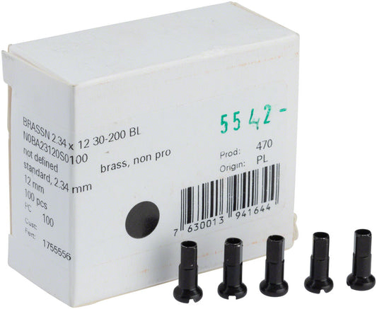 DT Swiss Standard Brass Nipples: 2.34 x 12mm Black Box of 100-Goodwynn's