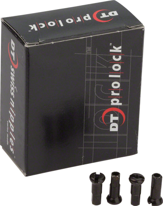 DT Swiss Pro Head Pro Lock Brass Nipples: 2.0 x 12mm Black Box of 100-Goodwynn's