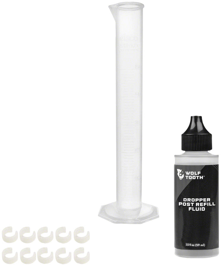 Wolf Tooth Resolve Dropper Post Service Kit - Refill Fluid 2oz Graduated Cylinder 10 Travel Adjustment Spacers-Goodwynn&#39;sGoodwynn&#39;s