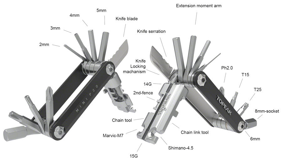 Topeak Mini P20 Multi-Tool - Black-Goodwynn&#39;sGoodwynn&#39;s