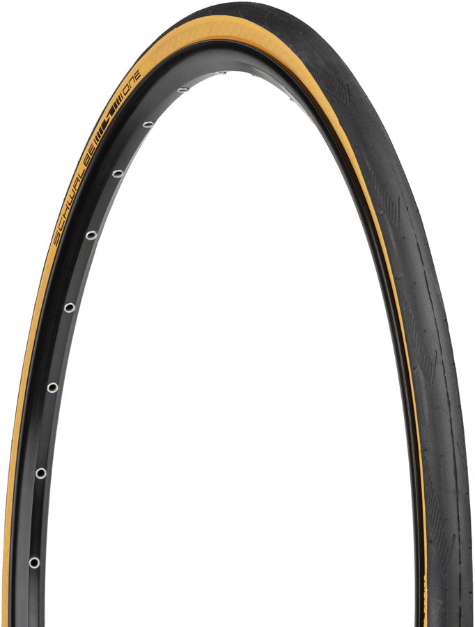 Schwalbe One Tire - 700 x 25 Tubeless Folding BLK/Tan Performance Line RaceGuard Addix