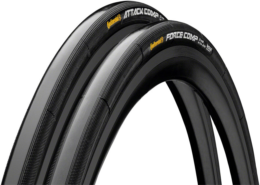 Continental Attack/Force Comp Tire Combo - 700 x 24/22 Tubular Folding BLK BLKChili Vectran Breaker Pair-Goodwynn&#39;sGoodwynn&#39;s