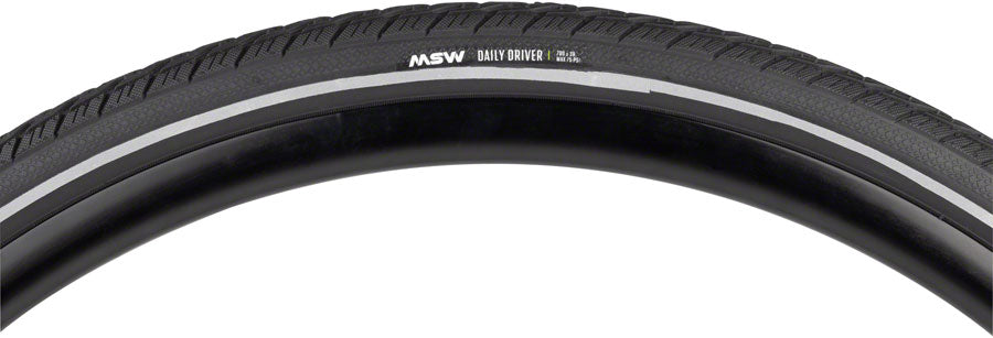 MSW Daily Driver Tire - 700 x 38 BLK Rigid Wire Bead Reflective Sidewall 33tpi