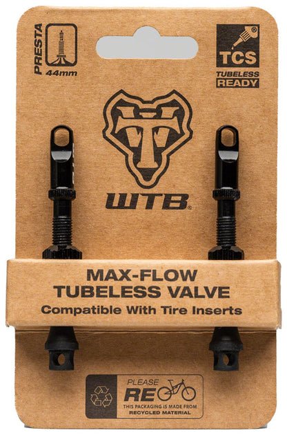 WTB TCS Max-Flow Tubeless Valves - 44mm Black Pair