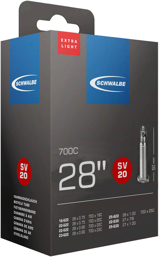 Schwalbe Extra Light Tube - 700 x 18 - 25mm 50mm Presta Valve-Goodwynn's