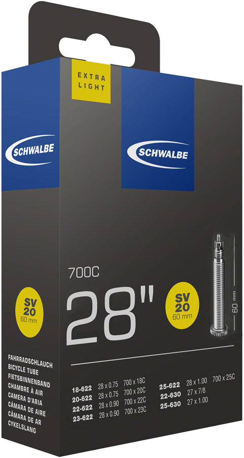 Schwalbe Extra Light Tube - 700 x 18 - 25mm 60mm Presta Valve-Goodwynn's