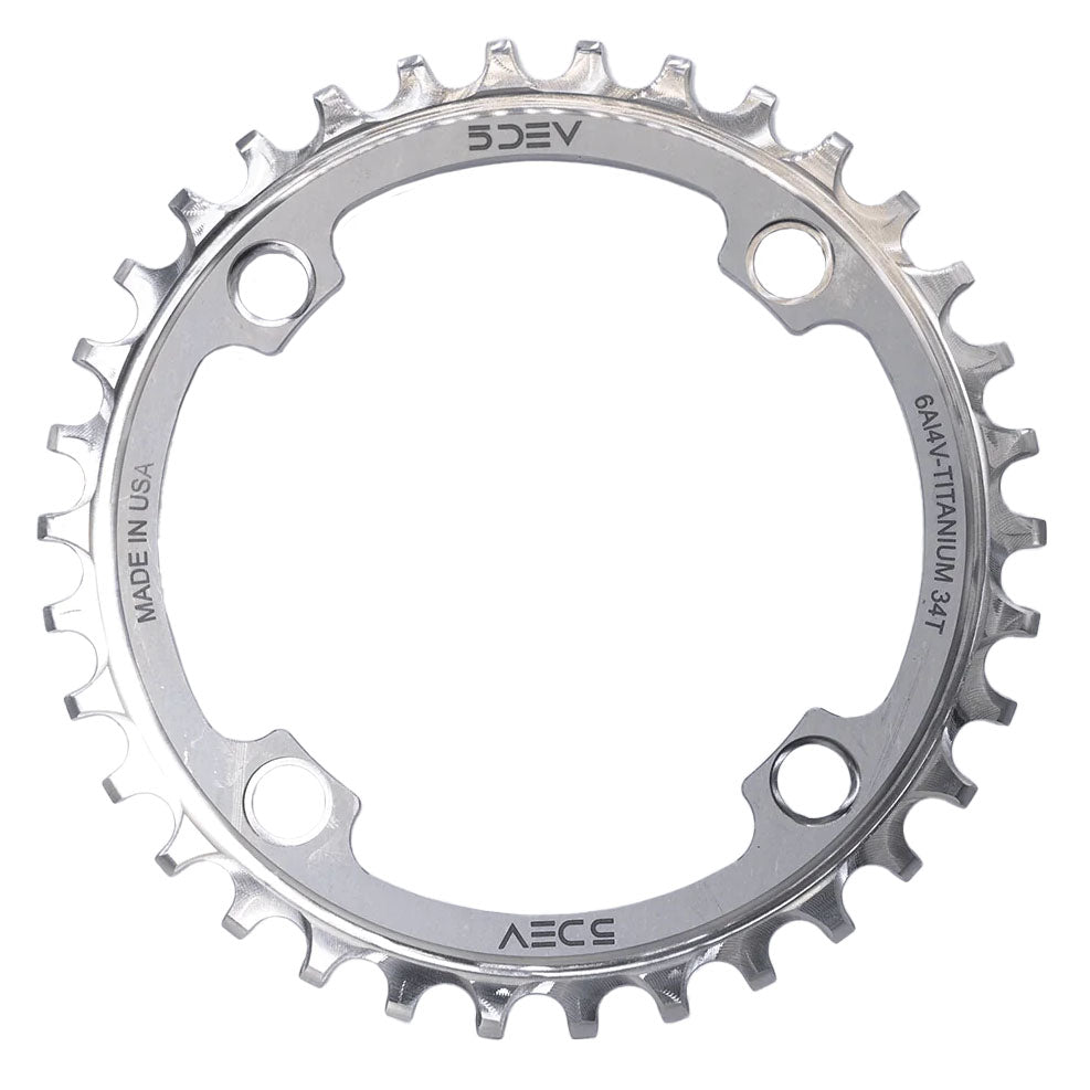 5Dev 104 BCD Titanium Chainrings 34T Raw/Silver-Goodwynn&#39;sGoodwynn&#39;s