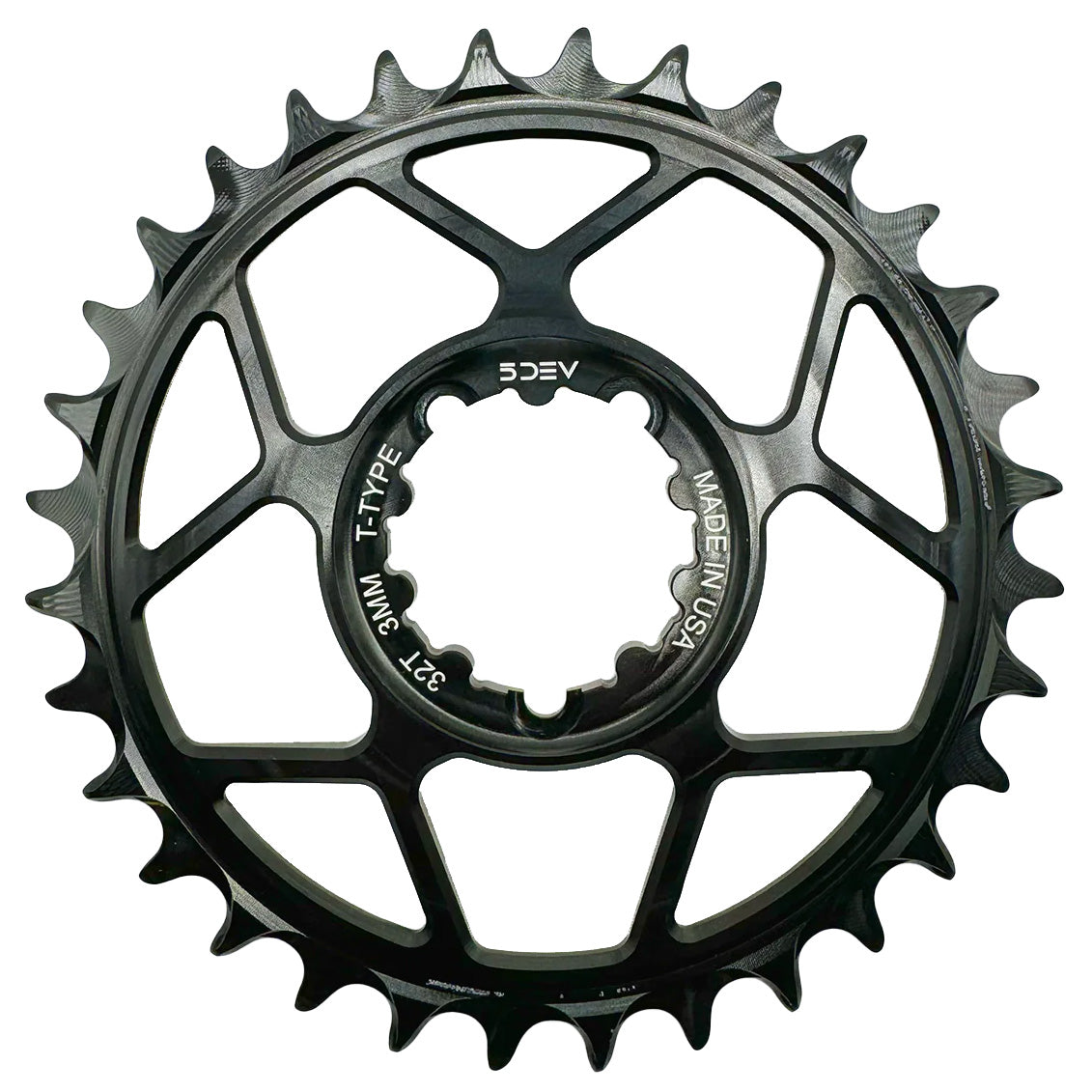 5Dev T-Type 3-Bolt Chainring 3mm Offset 30T Black-Goodwynn&#39;sGoodwynn&#39;s