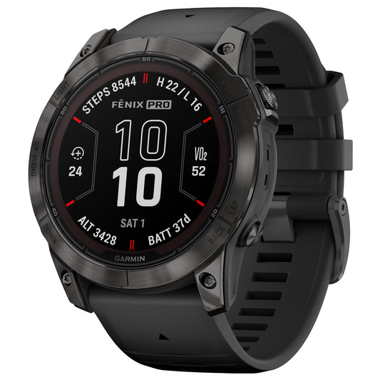 Garmin fenix 7X Pro Sapphire Solar Smartwatch - 51mm Carbon Gray DLC Titanium Case BLK Band-Goodwynn's