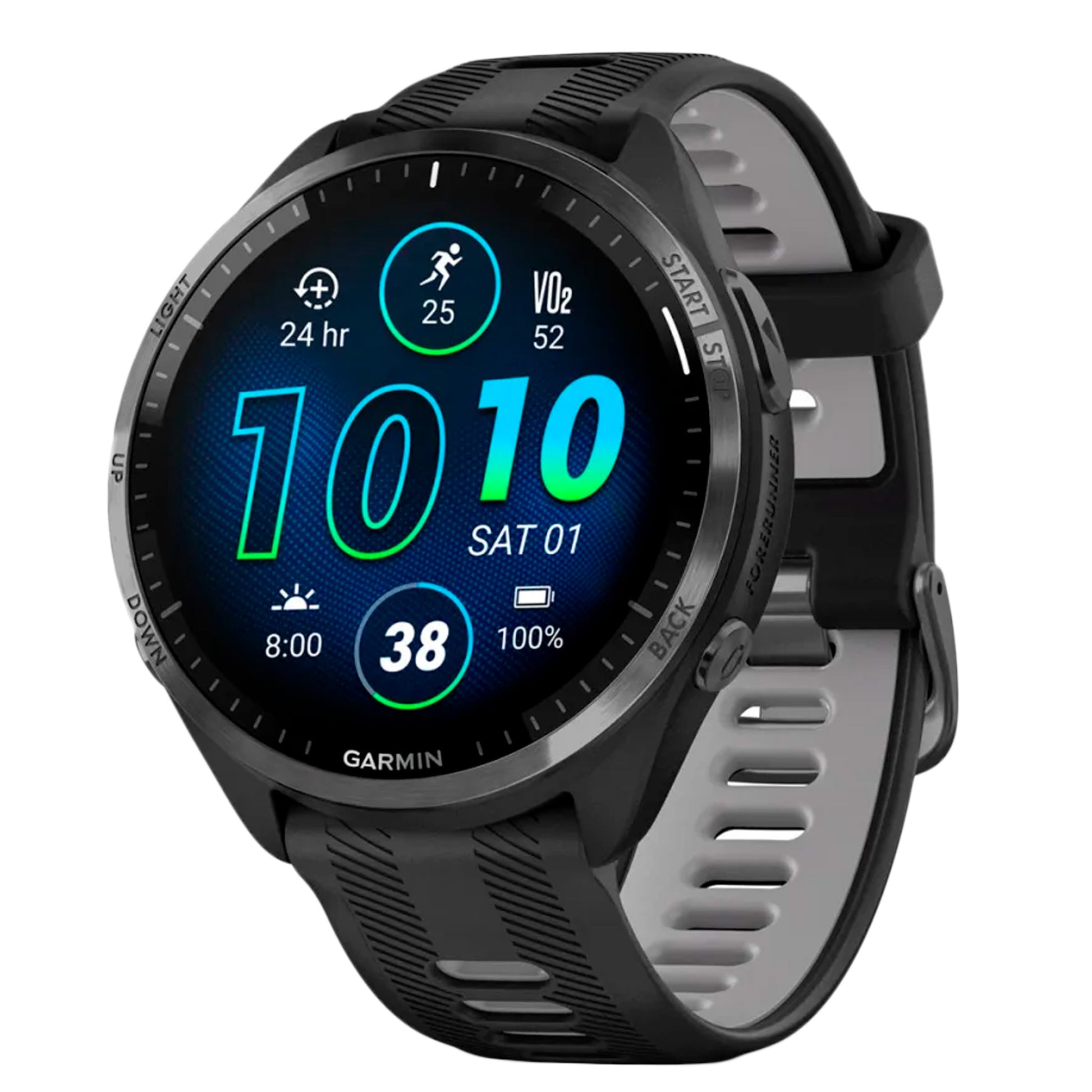 Garmin Forerunner 965 GPS Smartwatch - 47mm Carbon Gray DLC Titanium Bezel BLK Case BLK/Powder Gray Silicone Band-Goodwynn&#39;sGoodwynn&#39;s