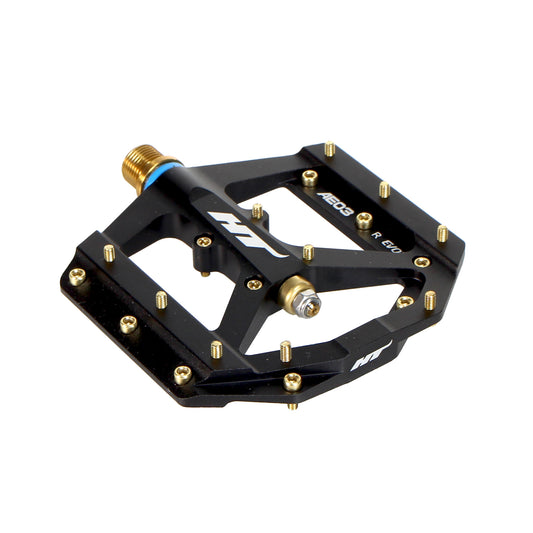 HT Pedals AE03T Evo+ Platform Pedals Ti - Black/Gold-Goodwynn's