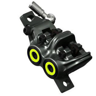 Magura MT7 Disc Brake Caliper - Front Rear Post Mount 4-Piston Gray/YLW-Goodwynn's